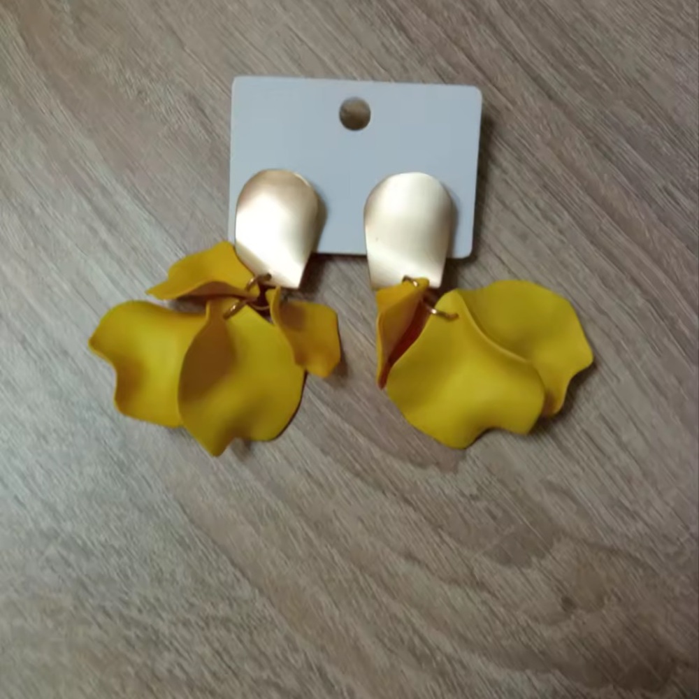 Elegant Yellow, Red, GreenPetal Earrings